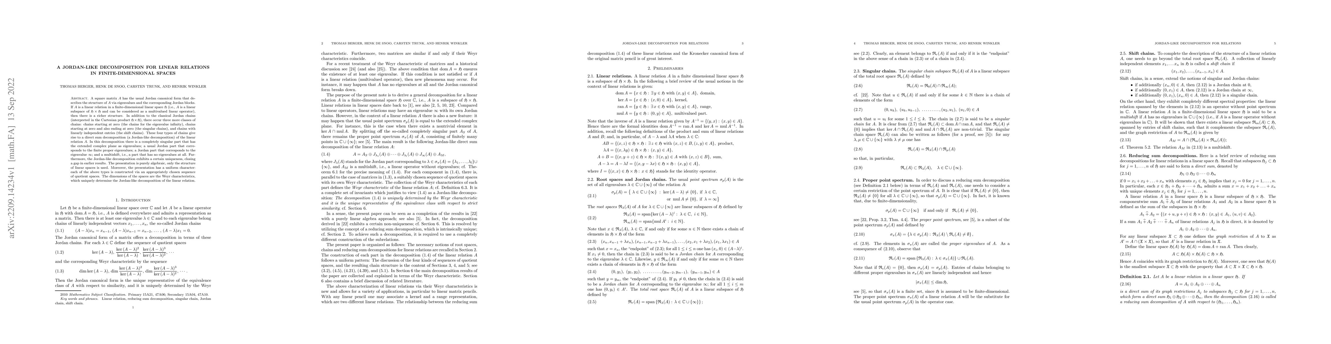Thumbnail for A Jordan-like decomposition for linear relations in finite-dimensional
  spaces