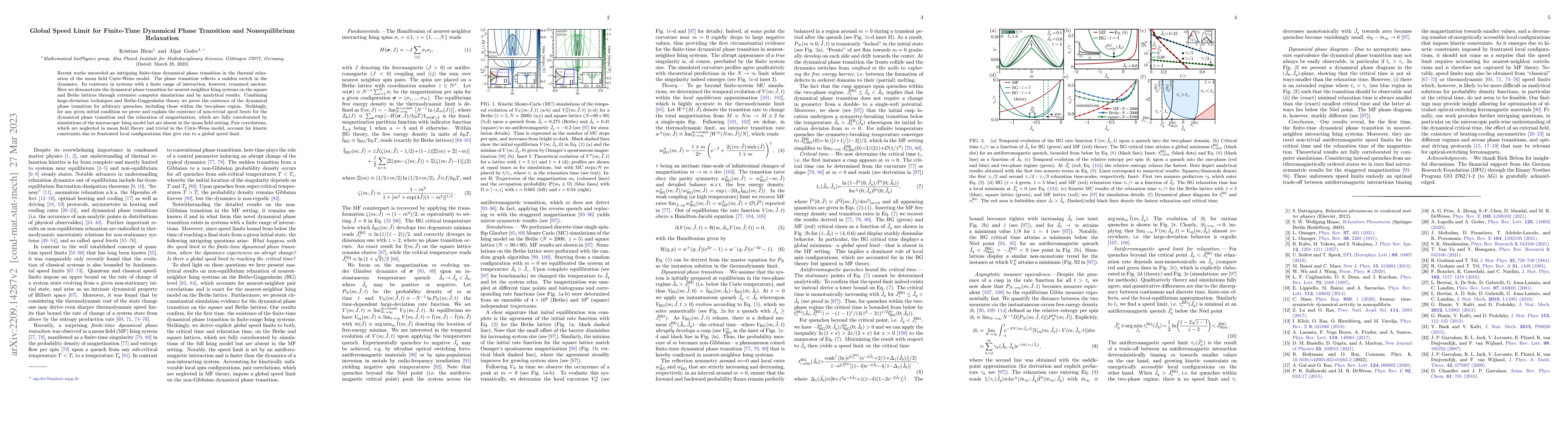 Thumbnail for Global Speed Limit for Finite-Time Dynamical Phase Transition and
  Nonequilibrium Relaxation