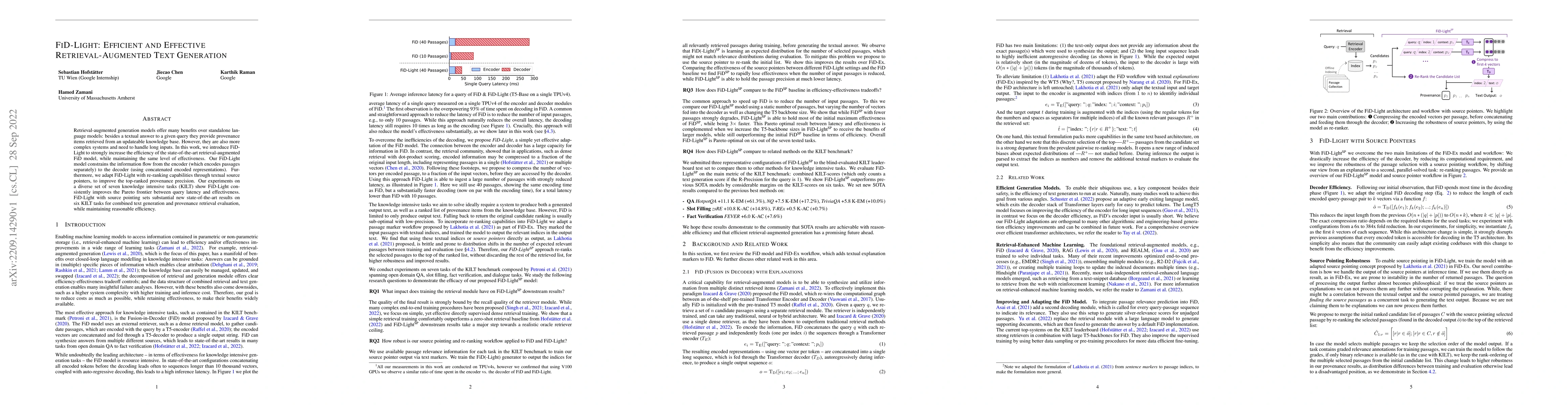 Thumbnail for FiD-Light: Efficient and Effective Retrieval-Augmented Text Generation