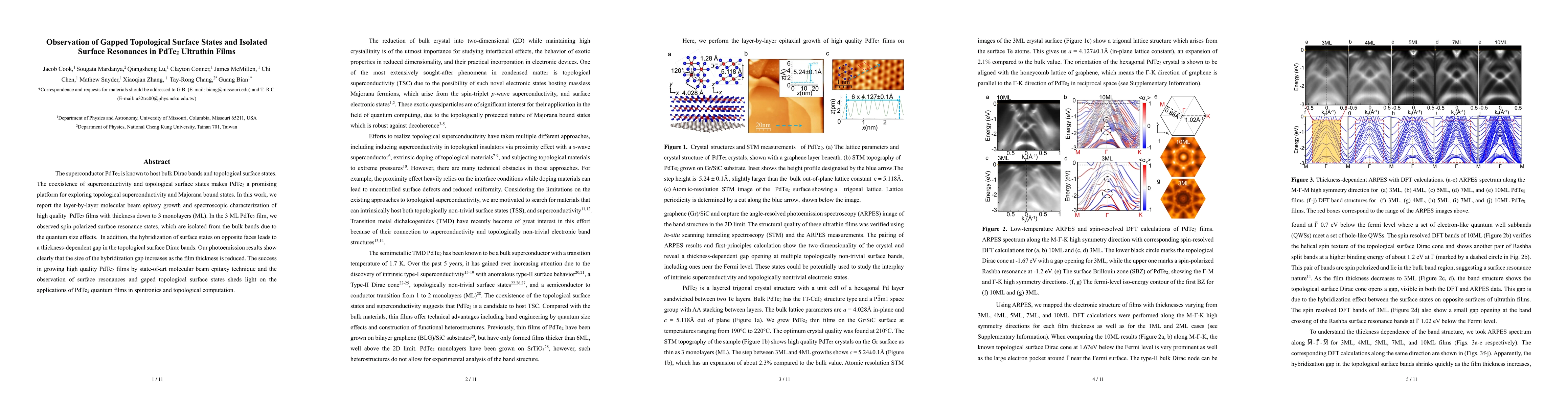 Thumbnail for Observation of Gapped Topological Surface States and Isolated Surface
  Resonances in PdTe$_2$ Ultrathin Films