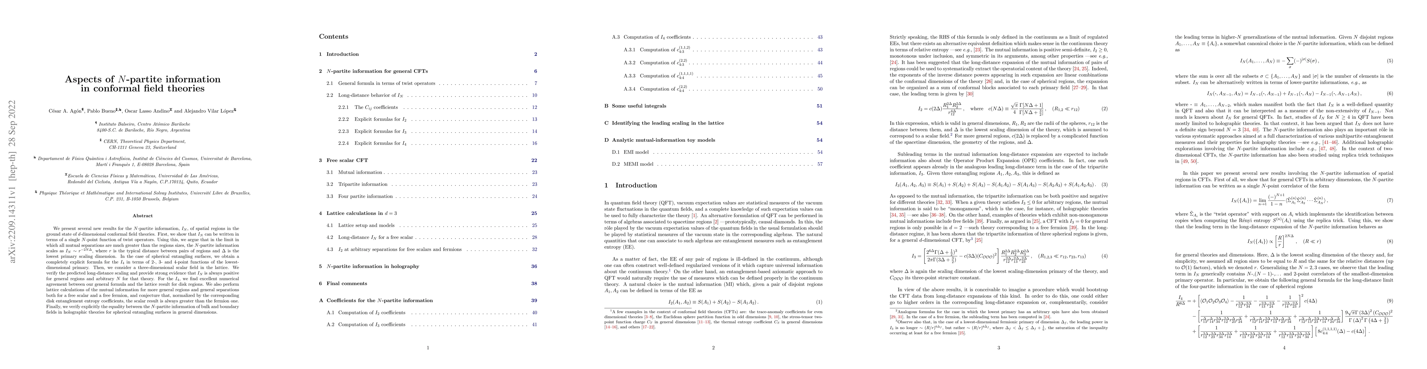 Thumbnail for Aspects of N-partite information in conformal field theories