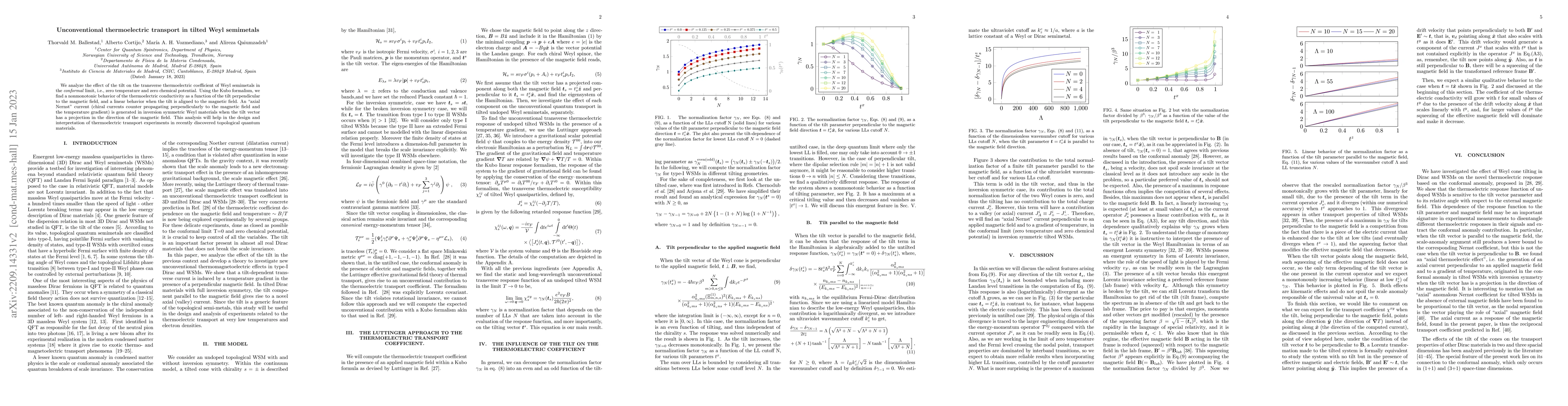 Thumbnail for Unconventional thermoelectric transport in tilted Weyl semimetals