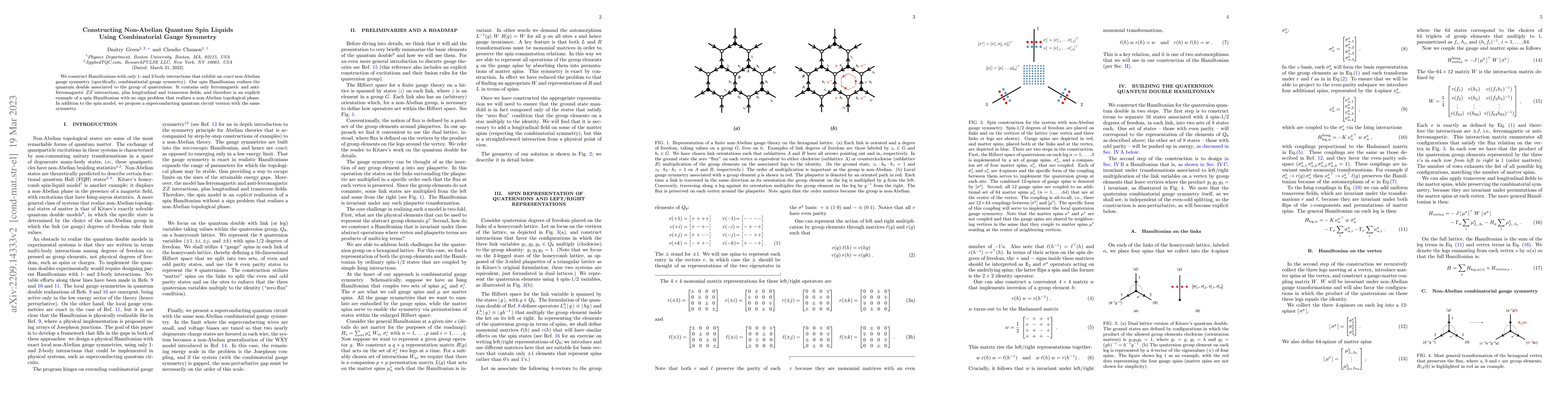 Thumbnail for Constructing Non-Abelian Quantum Spin Liquids Using Combinatorial Gauge
  Symmetry