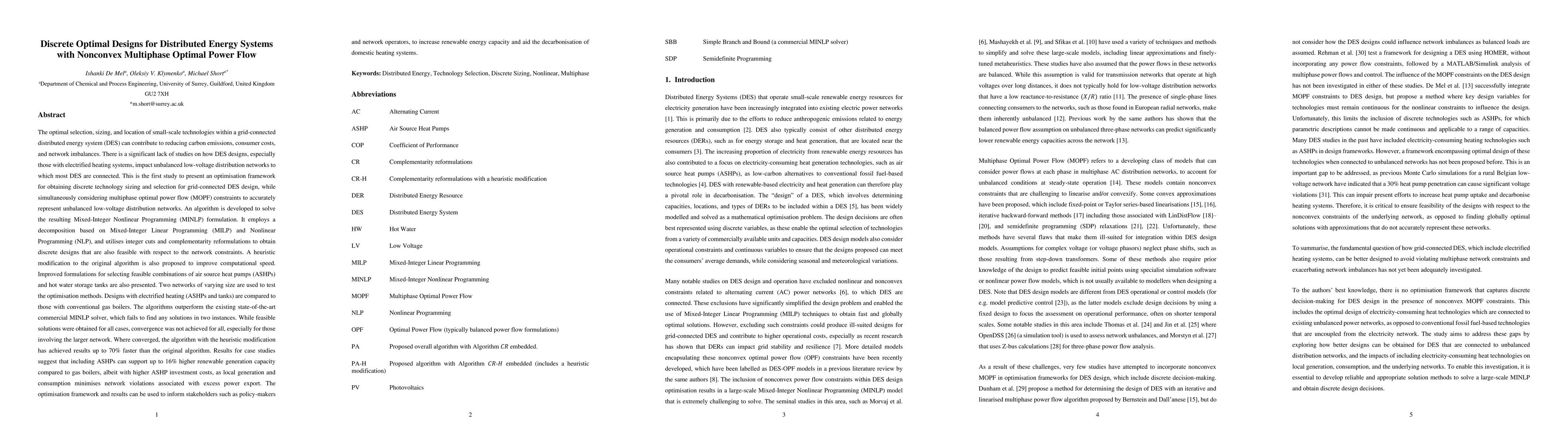 Thumbnail for Discrete Optimal Designs for Distributed Energy Systems with Nonconvex
  Multiphase Optimal Power Flow