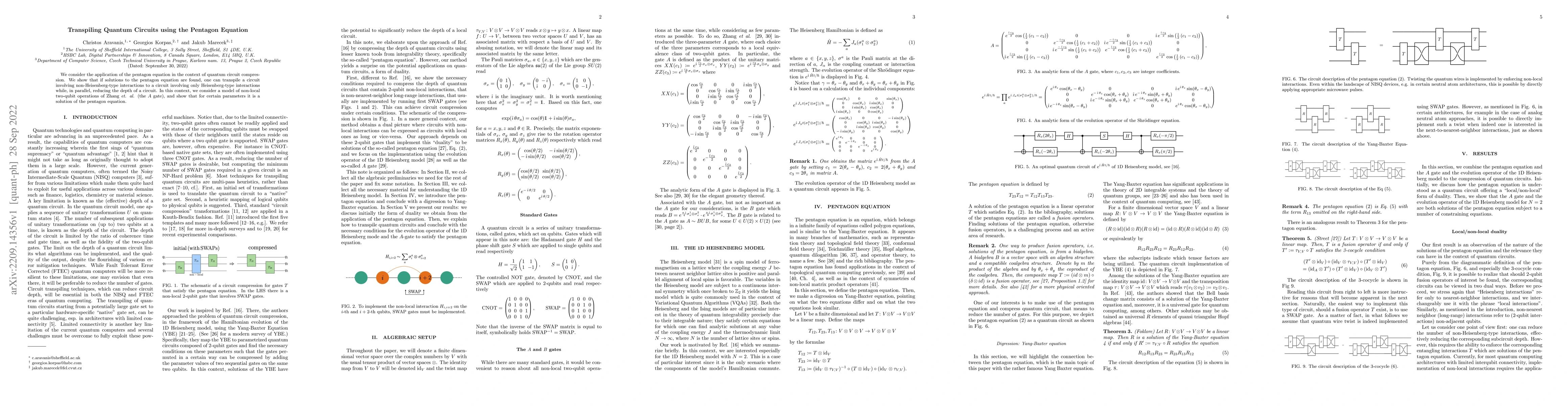 Thumbnail for Transpiling Quantum Circuits using the Pentagon Equation