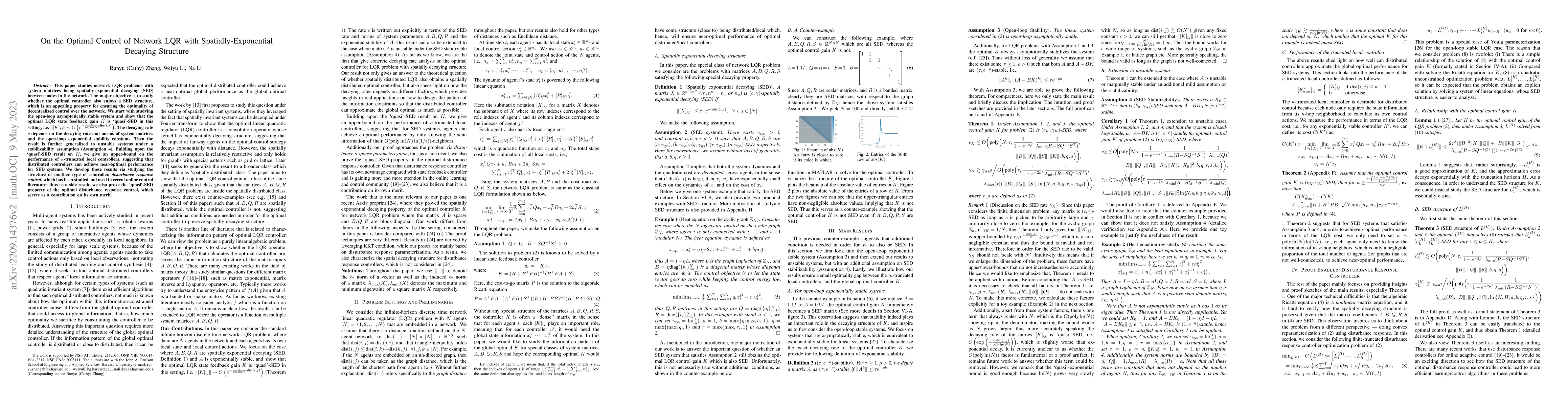 Thumbnail for On the Optimal Control of Network LQR with Spatially-Exponential
  Decaying Structure