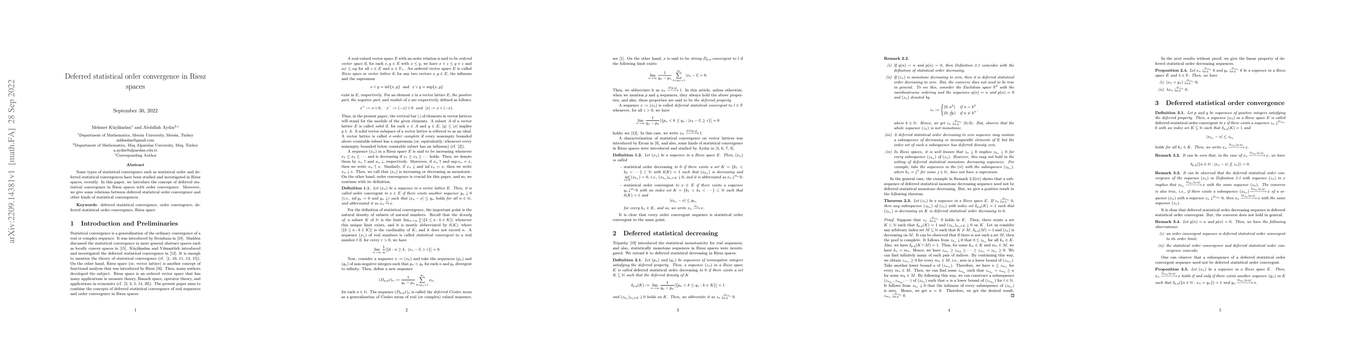 Thumbnail for Deferred statistical order convergence in Riesz spaces