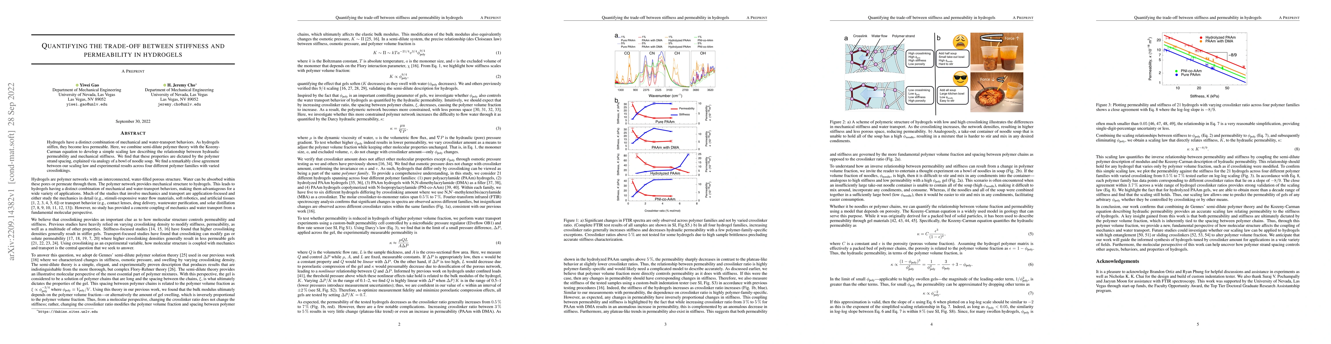 Thumbnail for Quantifying the trade-off between stiffness and permeability in
  hydrogels