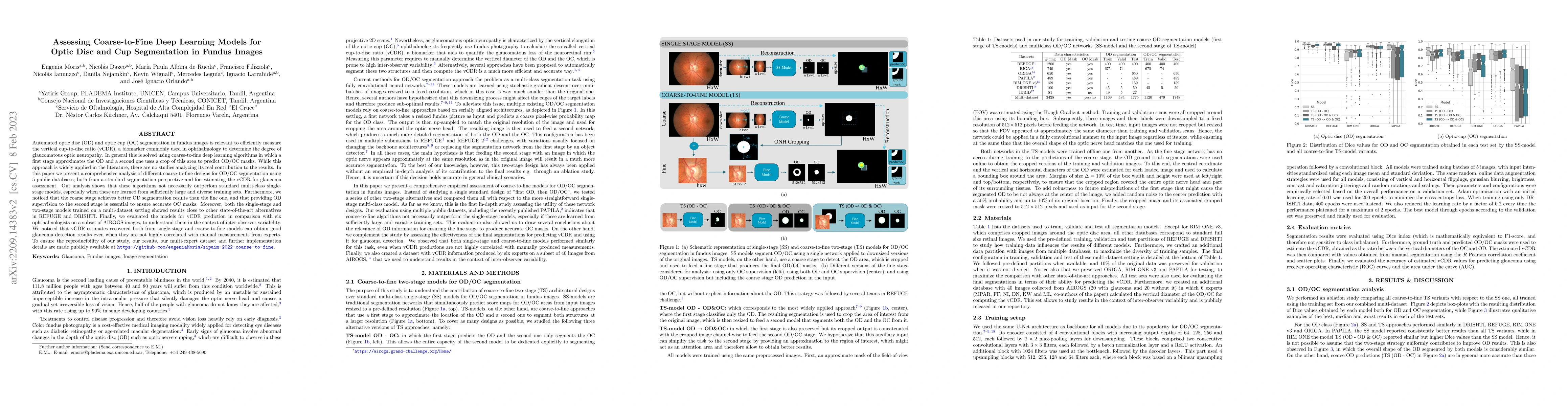 Thumbnail for Assessing Coarse-to-Fine Deep Learning Models for Optic Disc and Cup
  Segmentation in Fundus Images