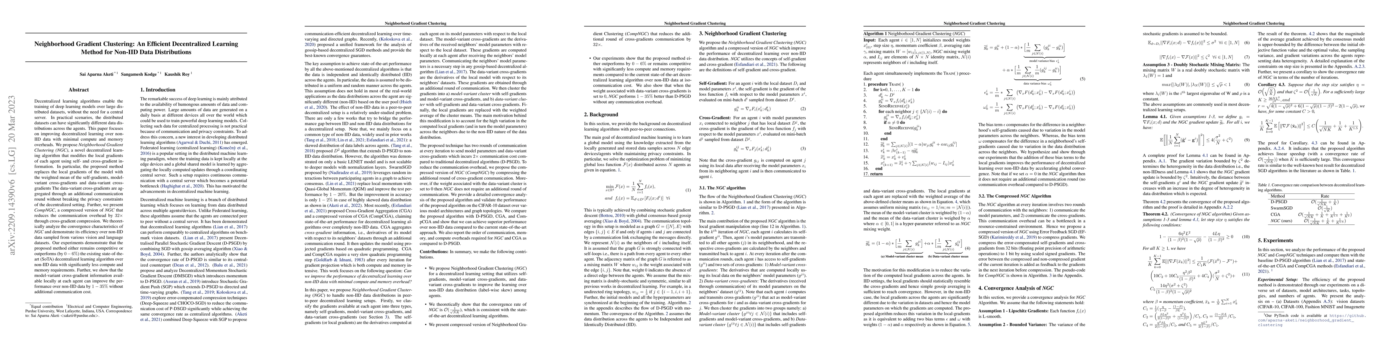 Thumbnail for Neighborhood Gradient Clustering: An Efficient Decentralized Learning
  Method for Non-IID Data Distributions