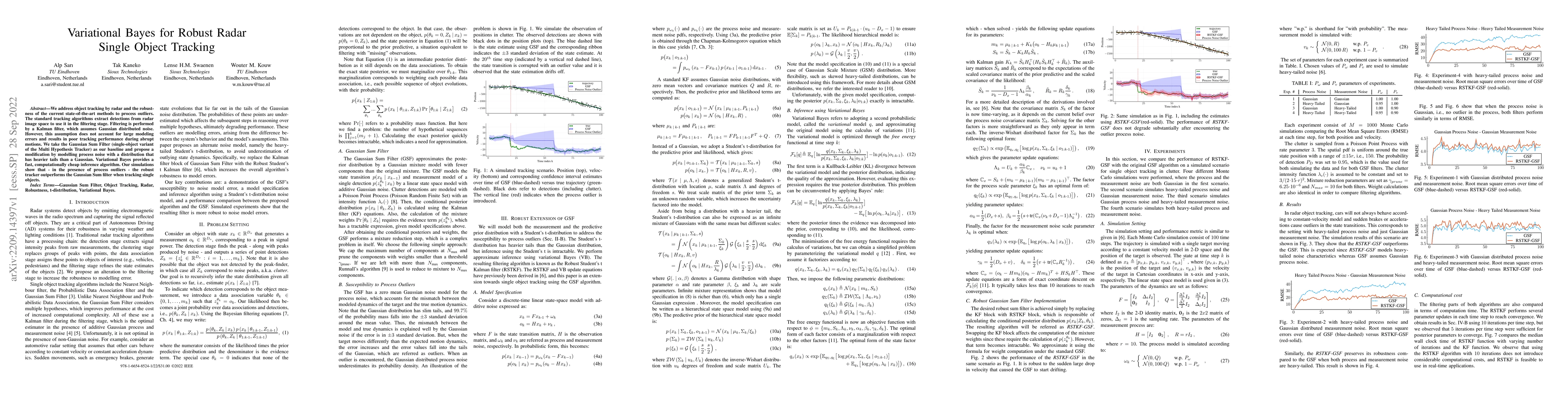 Thumbnail for Variational Bayes for robust radar single object tracking