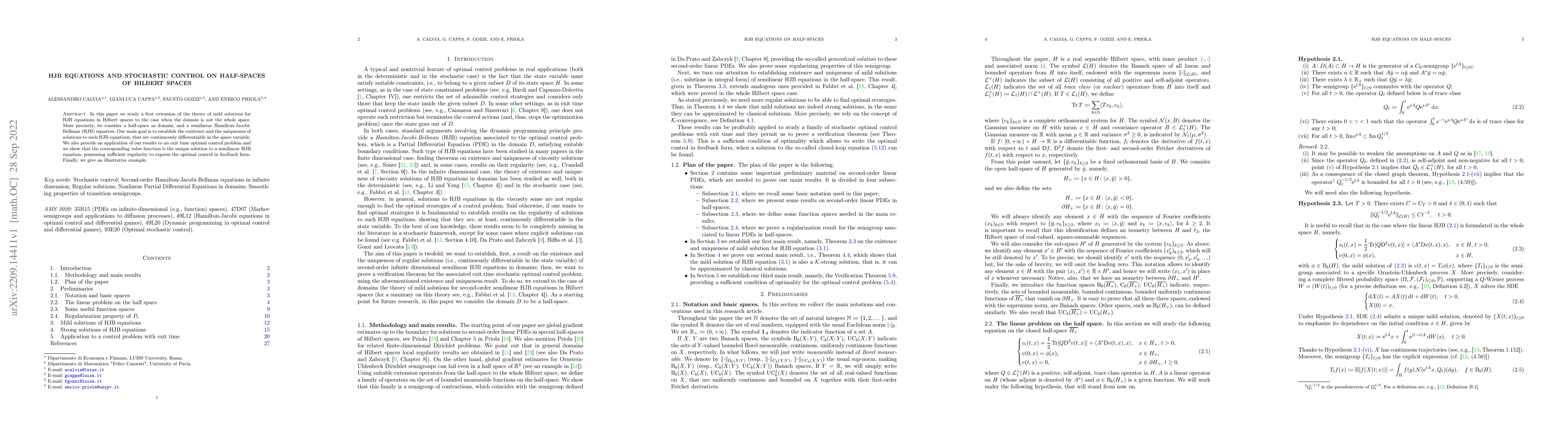 Thumbnail for HJB equations and stochastic control on half-spaces of Hilbert spaces