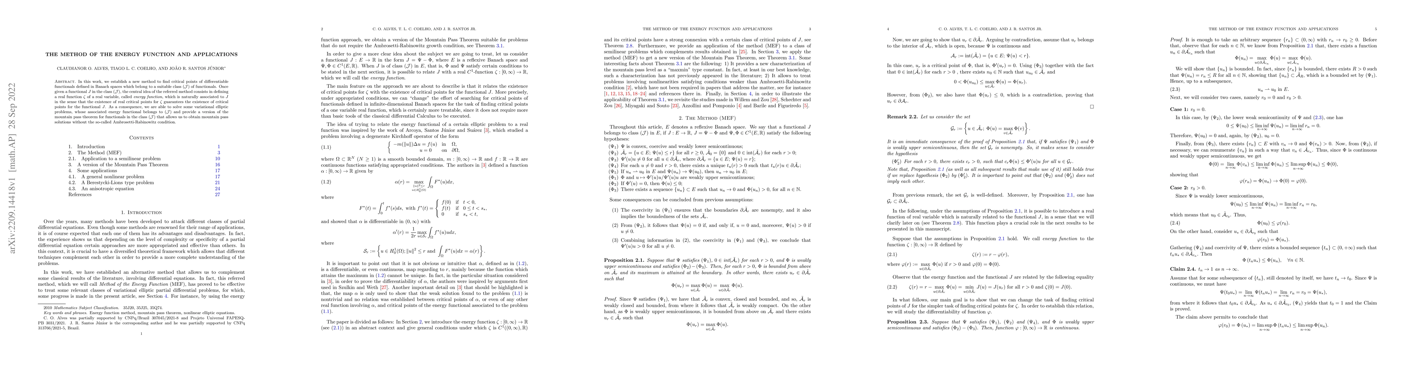 Thumbnail for The method of the energy function and applications