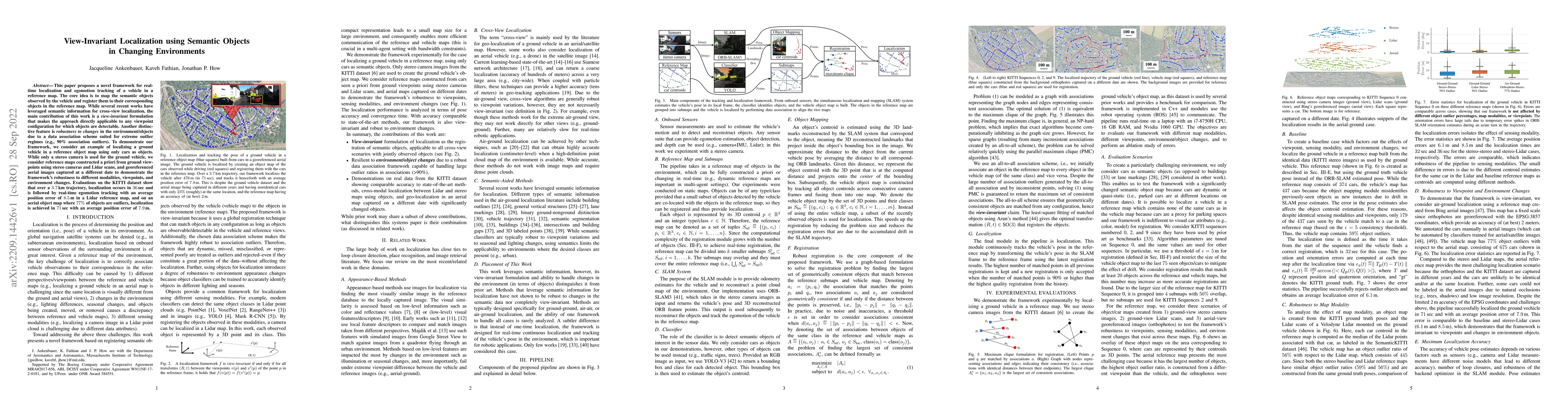 Thumbnail for View-Invariant Localization using Semantic Objects in Changing
  Environments