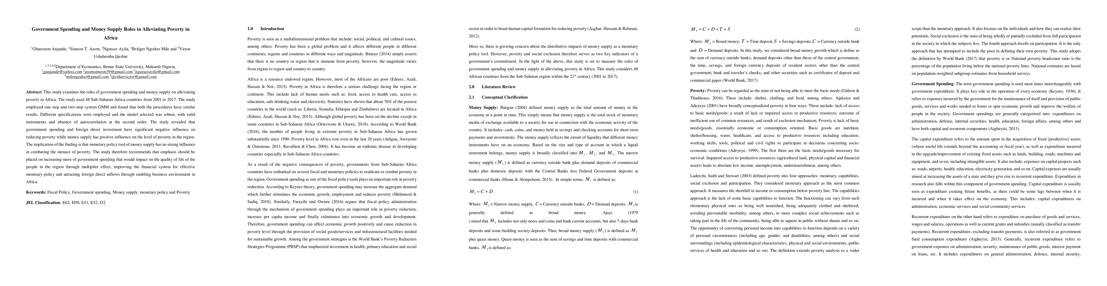 Thumbnail for Government Spending and Money Supply Roles in Alleviating Poverty in
  Africa