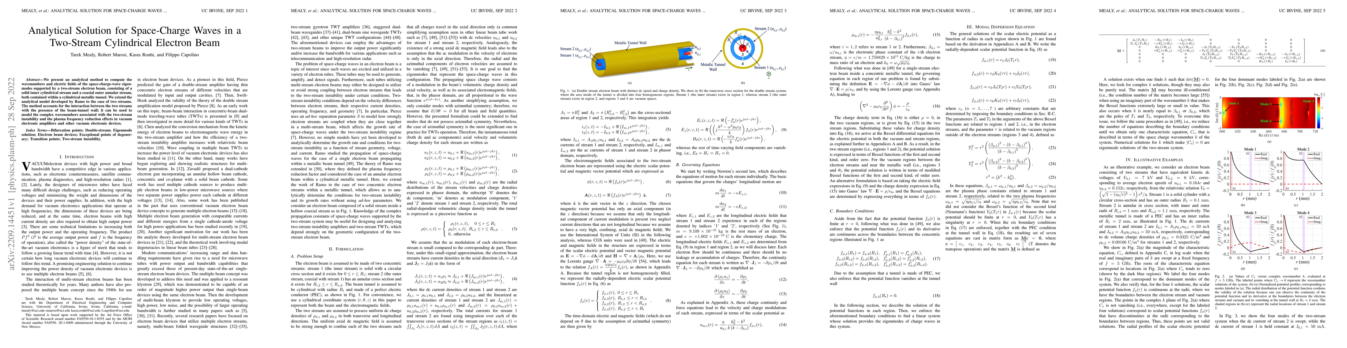 Thumbnail for Analytical Solution for Space-Charge Waves in a Two-Stream Cylindrical
  Electron Beam