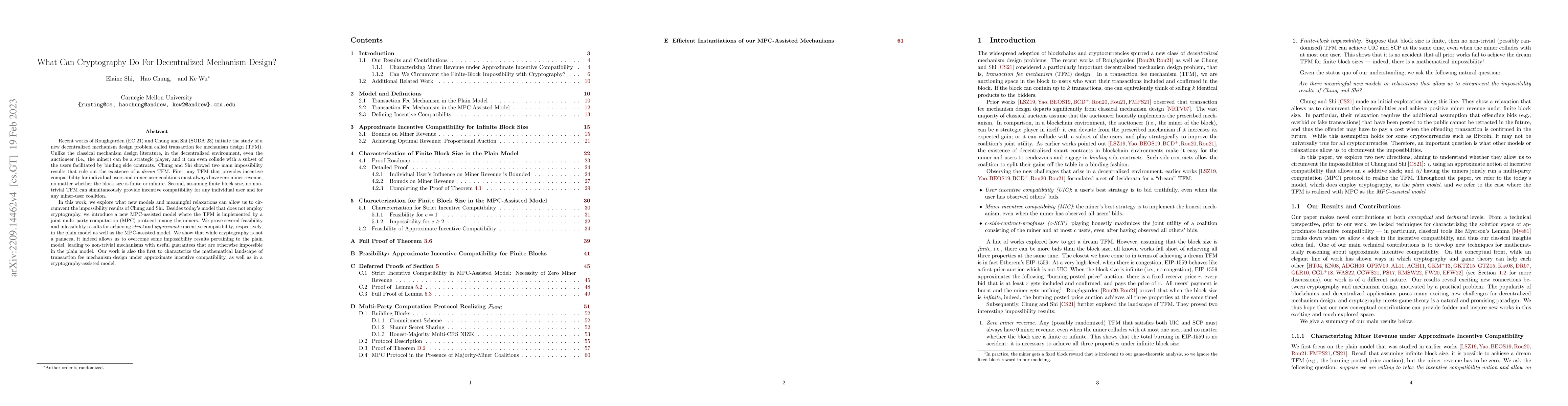 Thumbnail for What Can Cryptography Do For Decentralized Mechanism Design