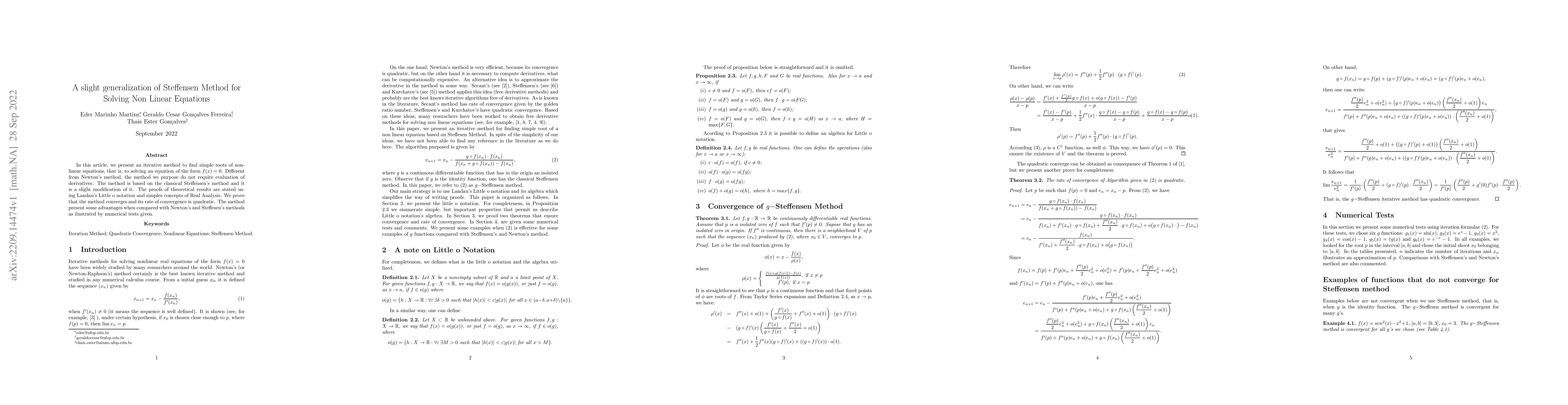 Thumbnail for A slight generalization of Steffensen Method for Solving Non Linear
  Equations