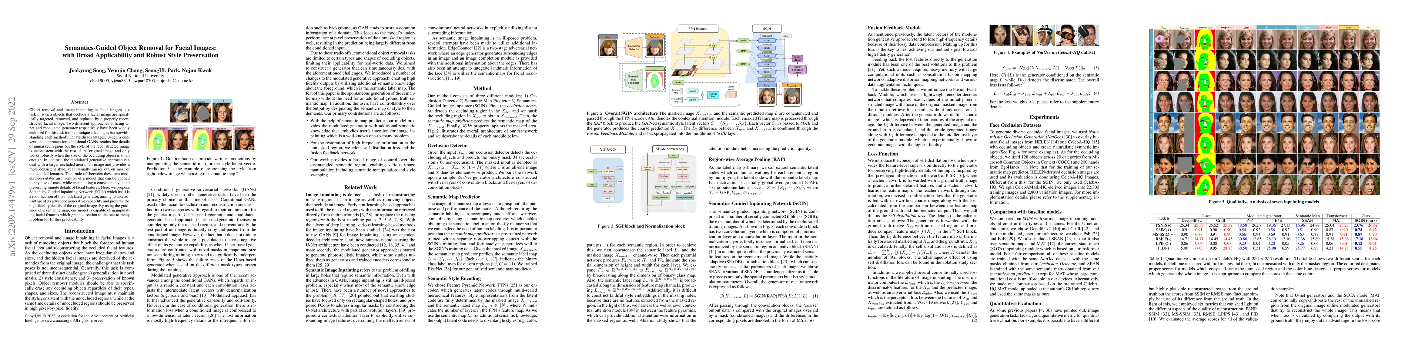 Thumbnail for Semantics-Guided Object Removal for Facial Images: with Broad
  Applicability and Robust Style Preservation