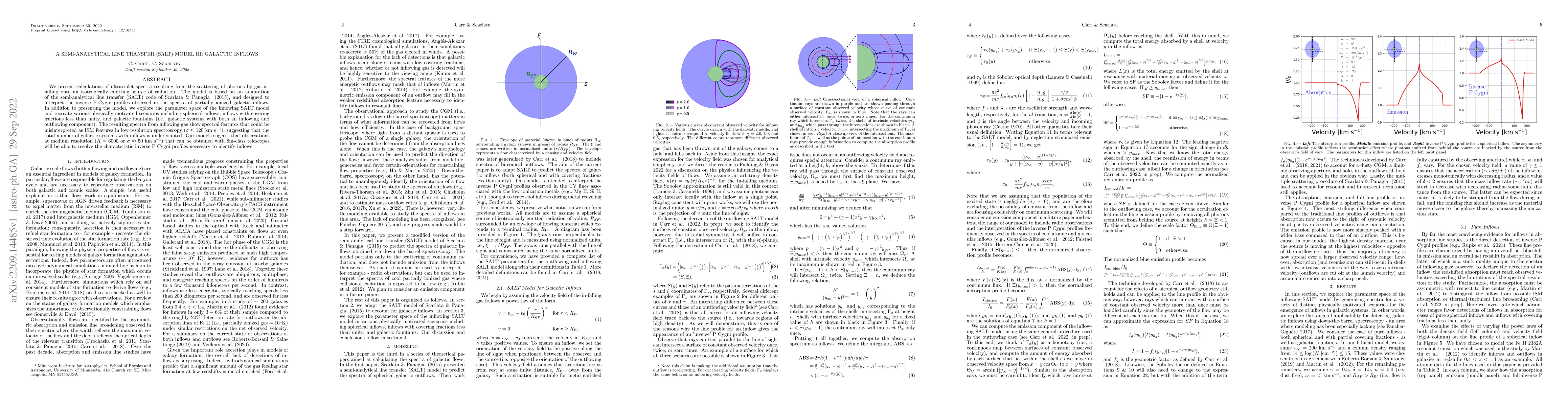 Thumbnail for A Semi-Analytical Line Transfer (SALT) Model III: Galactic Inflows