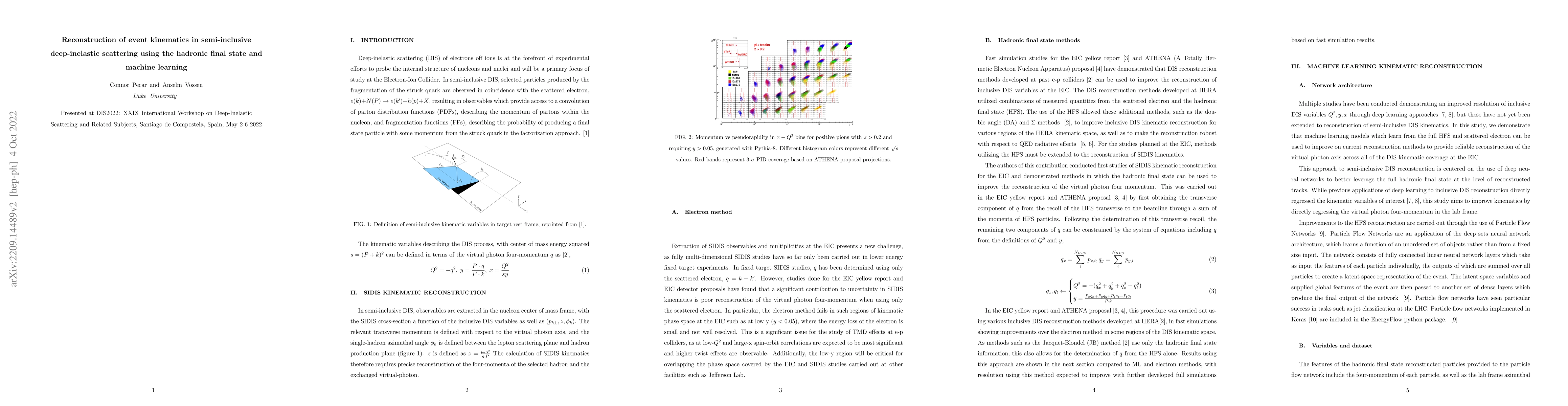 Thumbnail for Reconstruction of event kinematics in semi-inclusive deep-inelastic
  scattering using the hadronic final state and Machine Learning