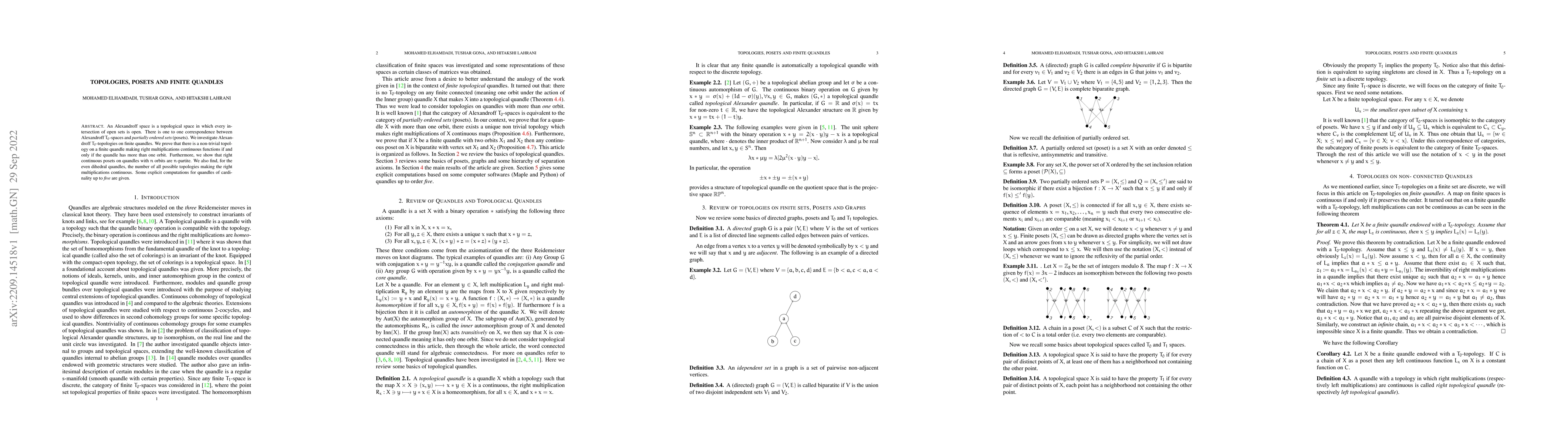 Thumbnail for Topologies, Posets and Finite Quandles