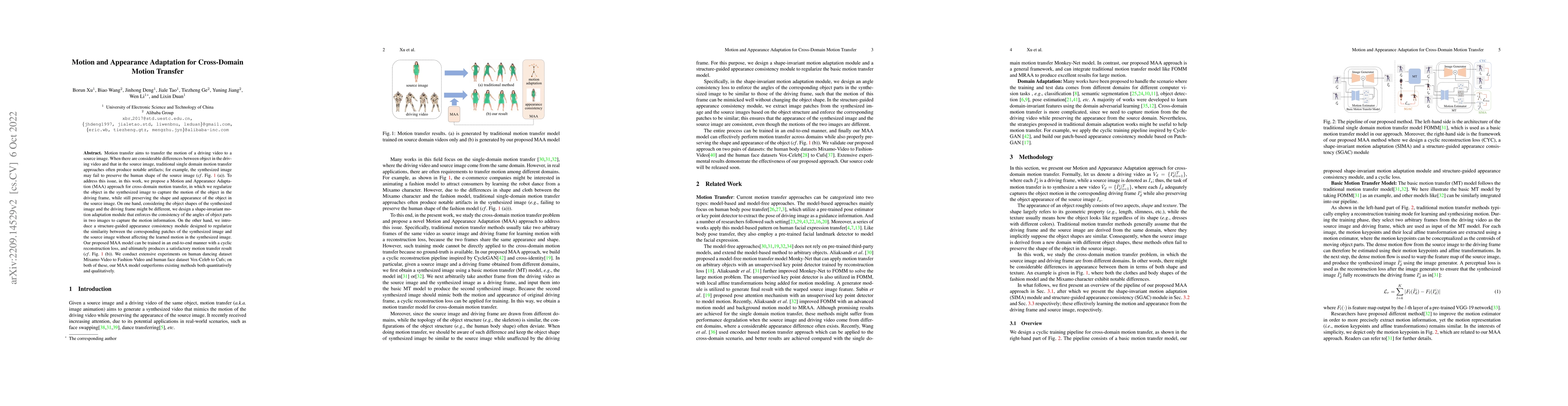 Thumbnail for Motion and Appearance Adaptation for Cross-Domain Motion Transfer