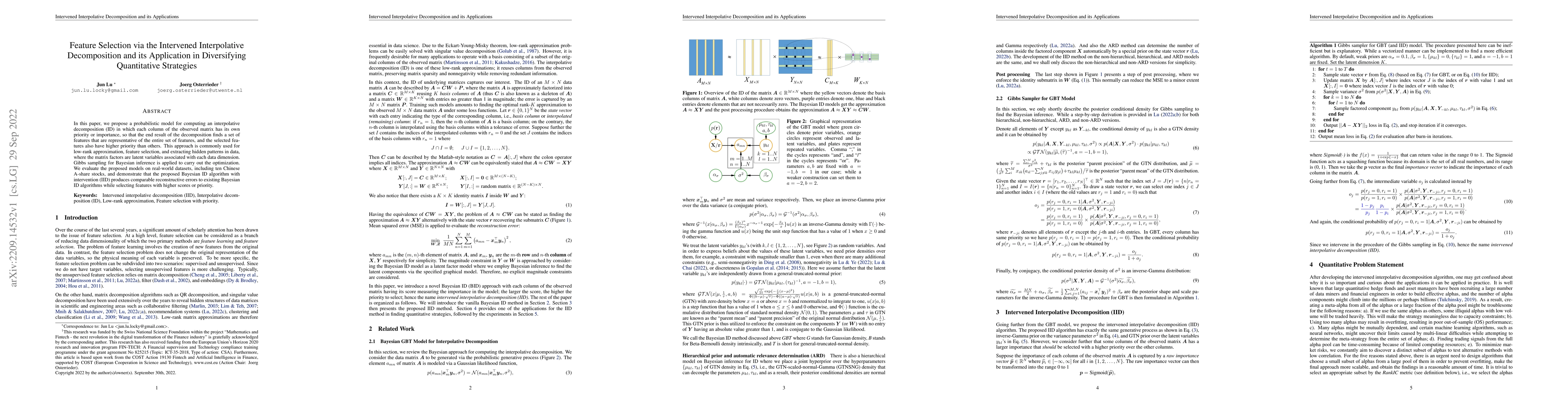 Thumbnail for Feature Selection via the Intervened Interpolative Decomposition and its
  Application in Diversifying Quantitative Strategies