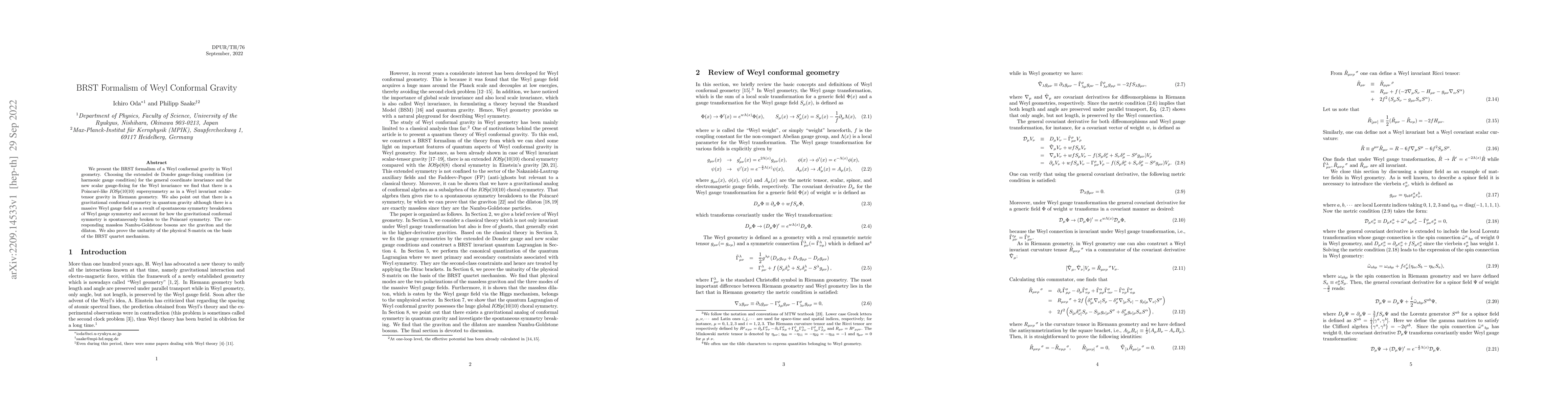 Thumbnail for BRST Formalism of Weyl Conformal Gravity
