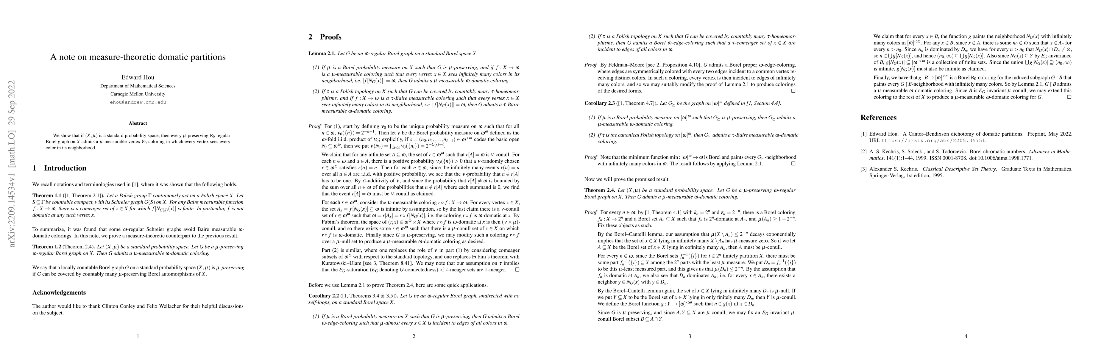 Thumbnail for A note on measure-theoretic domatic partitions