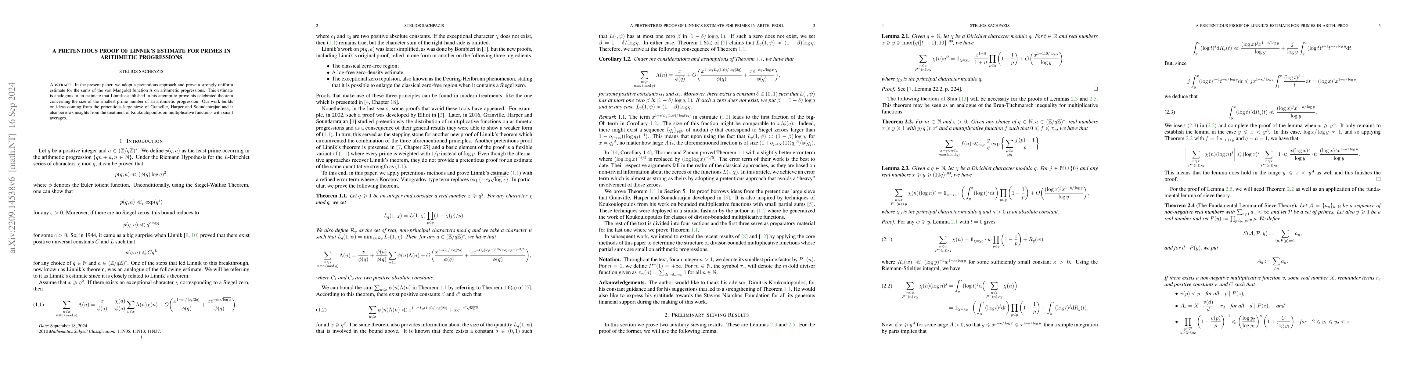 Thumbnail for A pretentious proof of Linnik's estimate for primes in arithmetic
  progressions