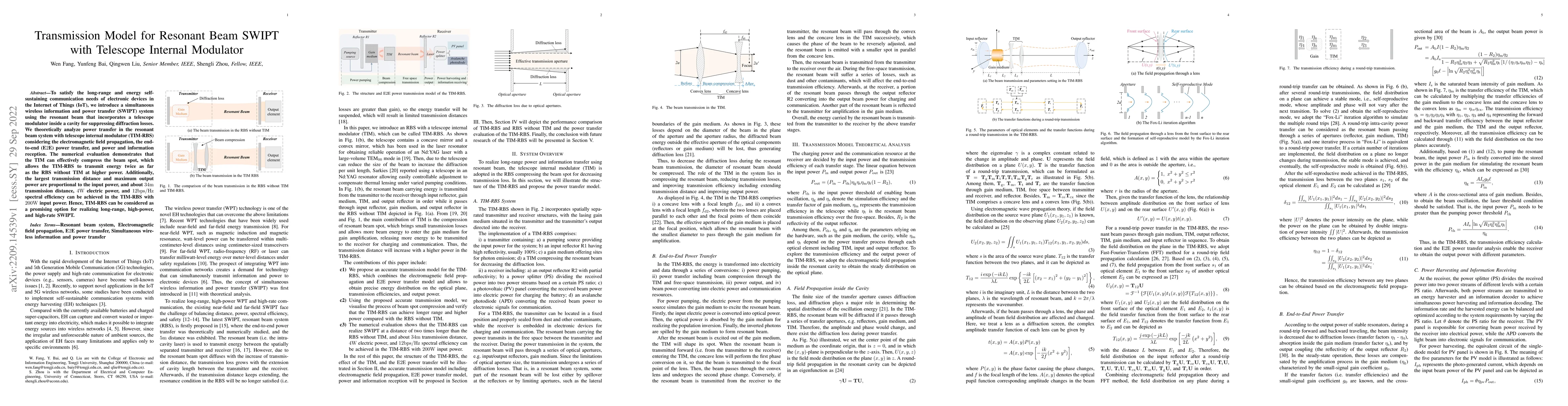 Thumbnail for Transmission Model for Resonant Beam SWIPT with Telescope Internal
  Modulator