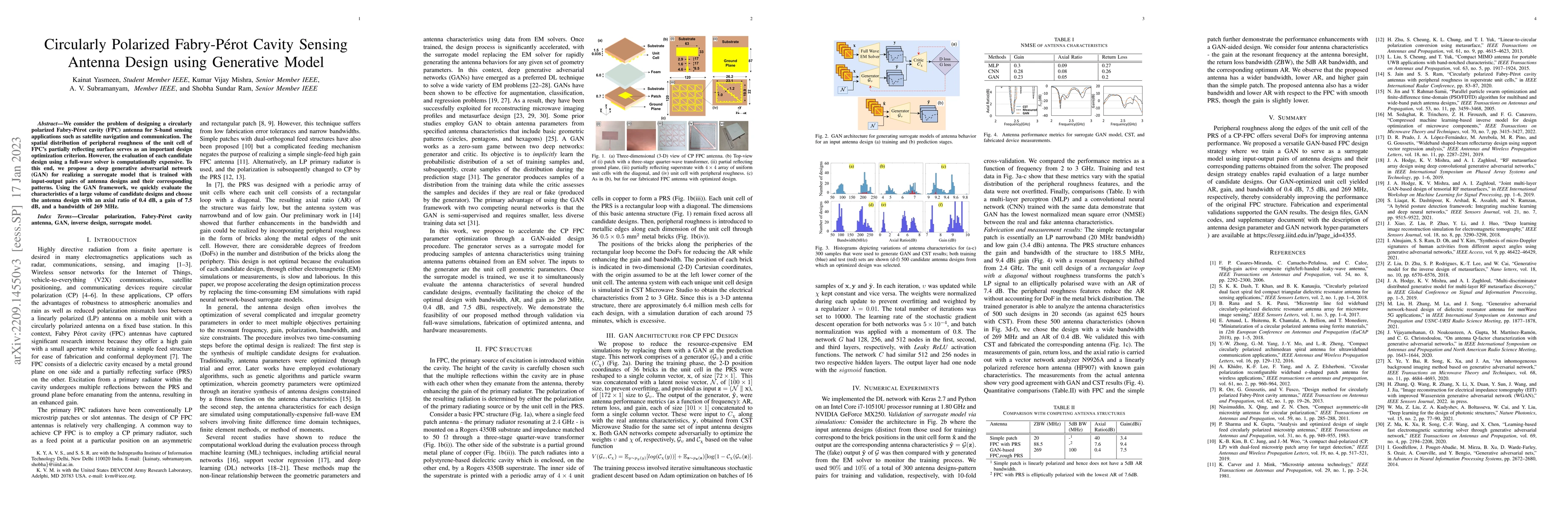 Thumbnail for Circularly Polarized Fabry-Perot Cavity Sensing Antenna Design using
  Generative Model
