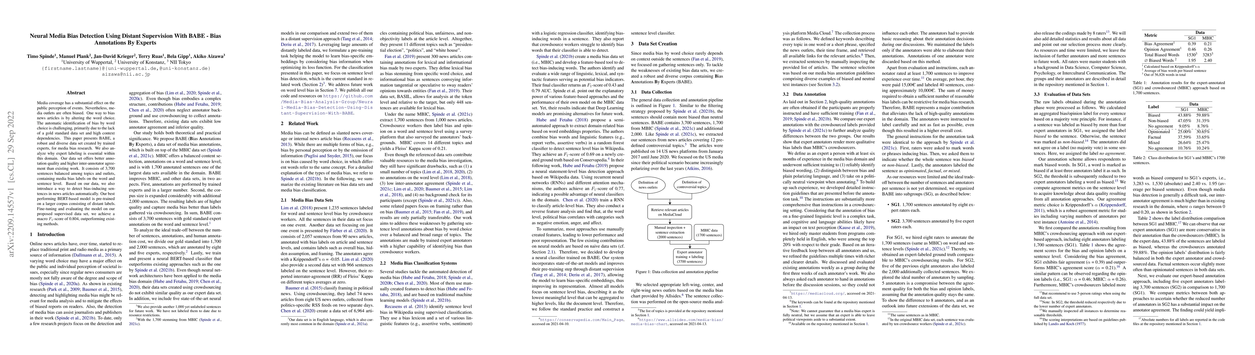 Thumbnail for Neural Media Bias Detection Using Distant Supervision With BABE -- Bias
  Annotations By Experts