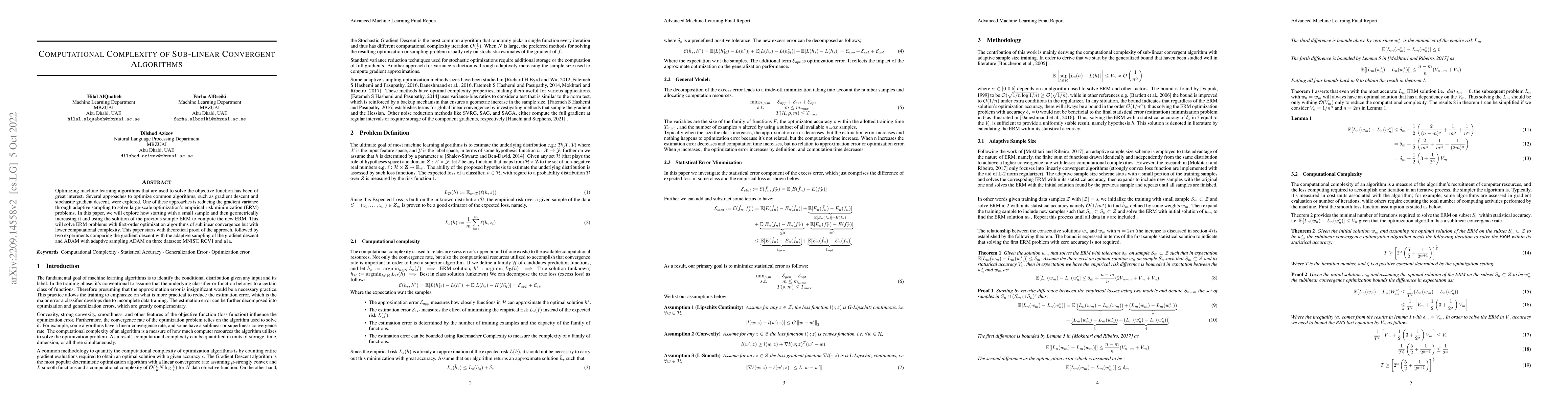 Thumbnail for Computational Complexity of Sub-Linear Convergent Algorithms