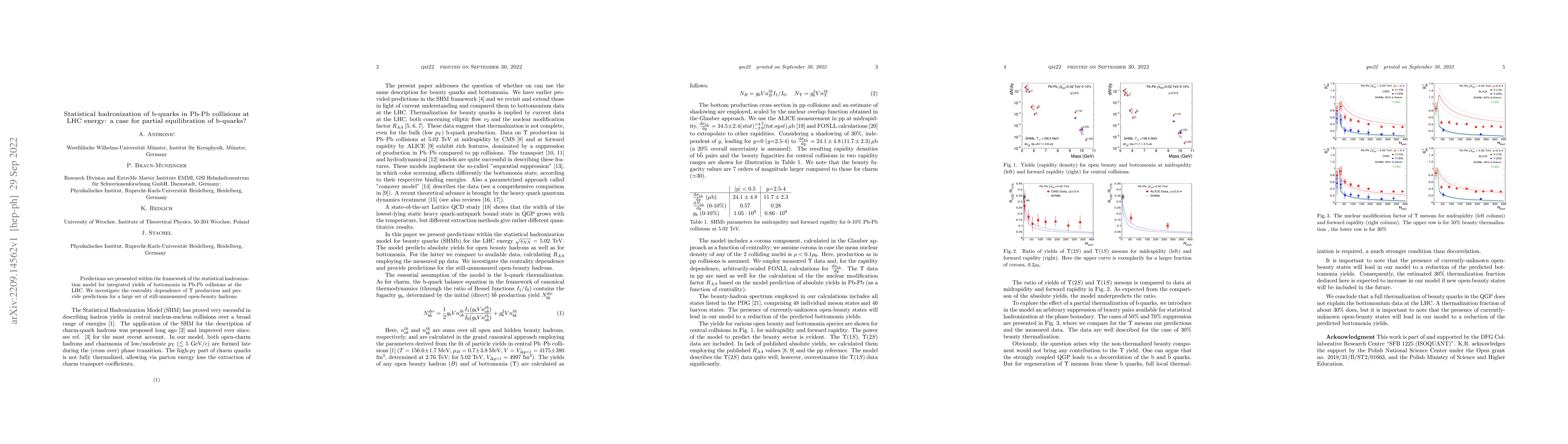 Thumbnail for Statistical hadronization of b-quarks in Pb-Pb collisions at LHC energy:
  a case for partial equilibration of b-quarks?