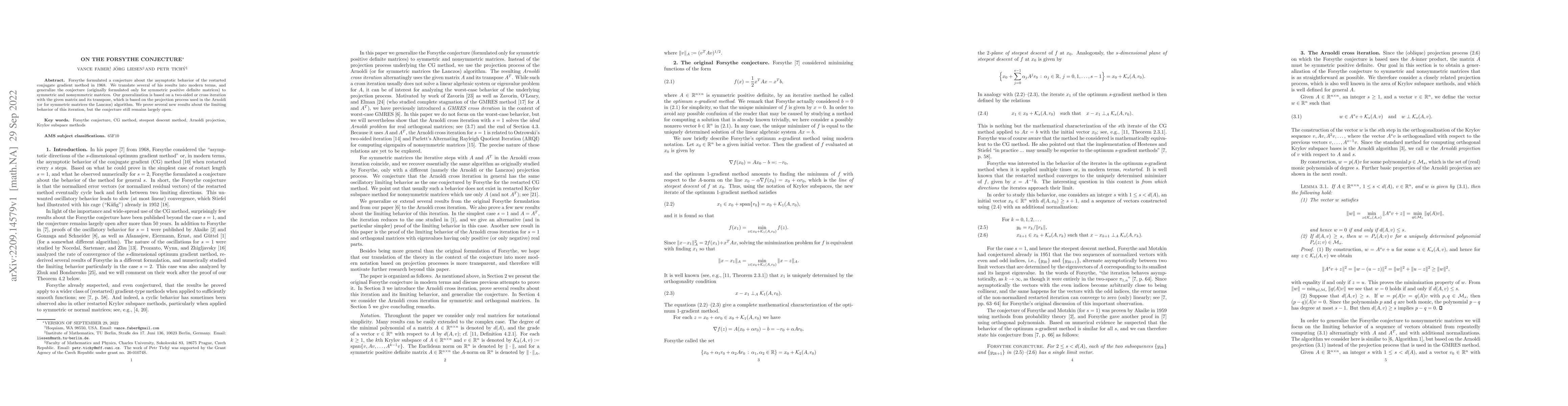 Thumbnail for On the Forsythe conjecture