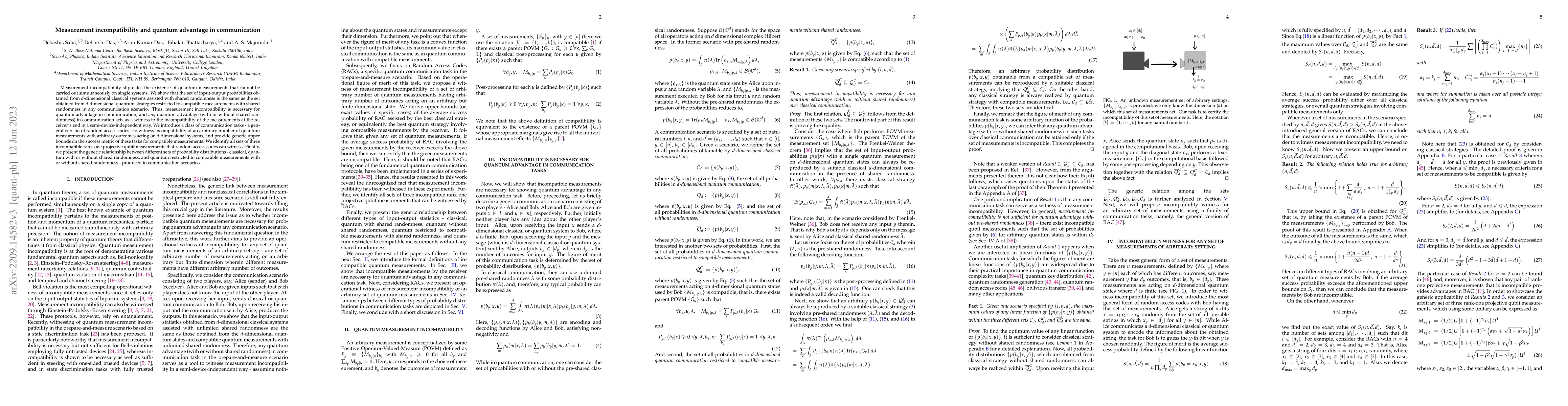 Thumbnail for Measurement incompatibility and quantum advantage in communication