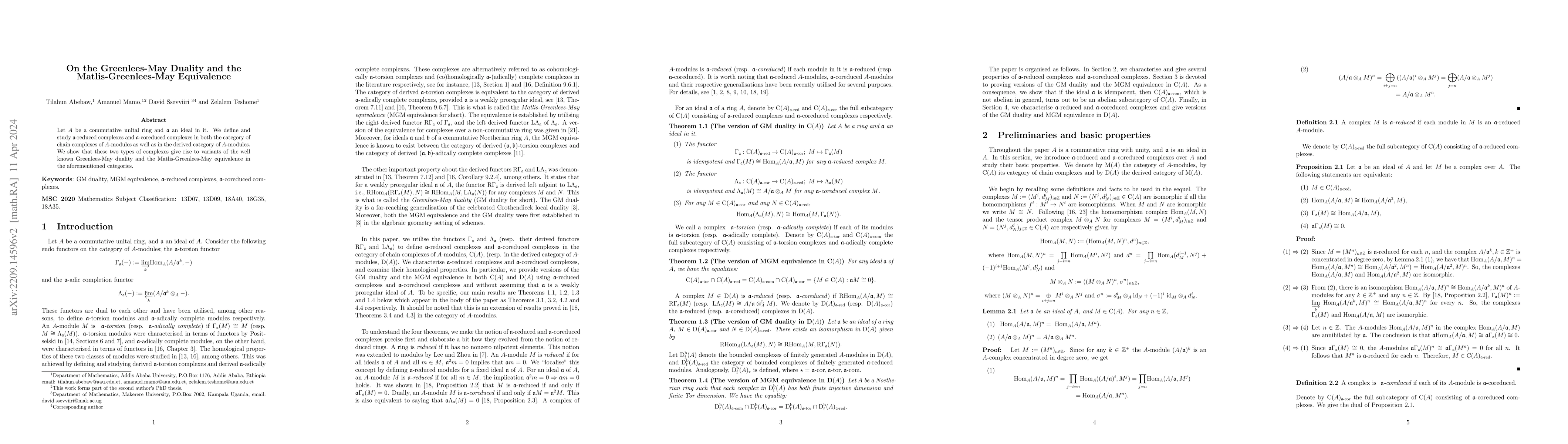 Thumbnail for On the Greenlees-May Duality and the Matlis-Greenlees-May Equivalence