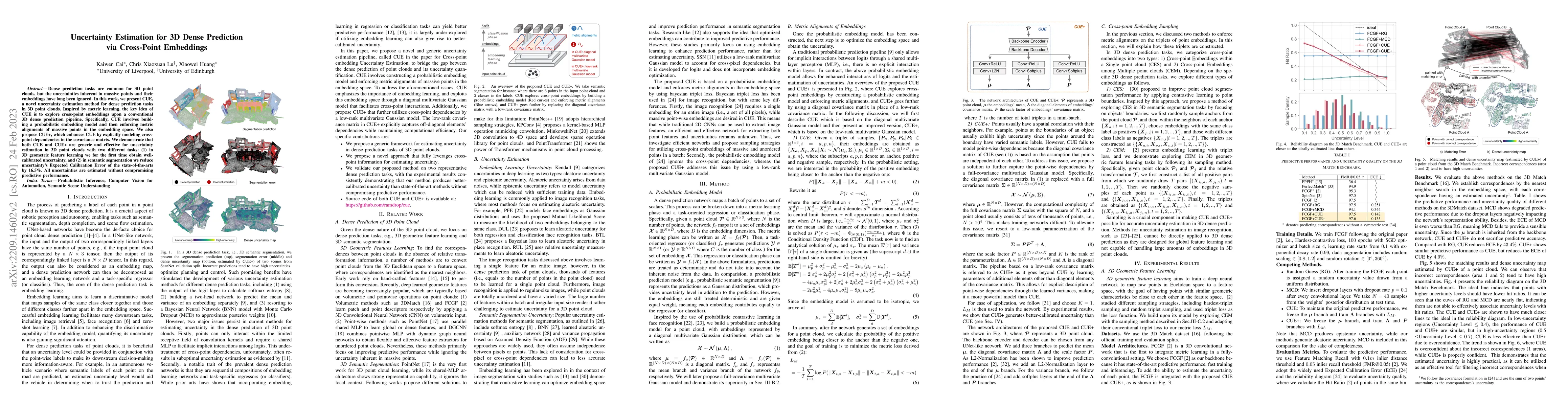 Thumbnail for Uncertainty Estimation for 3D Dense Prediction via Cross-Point
  Embeddings