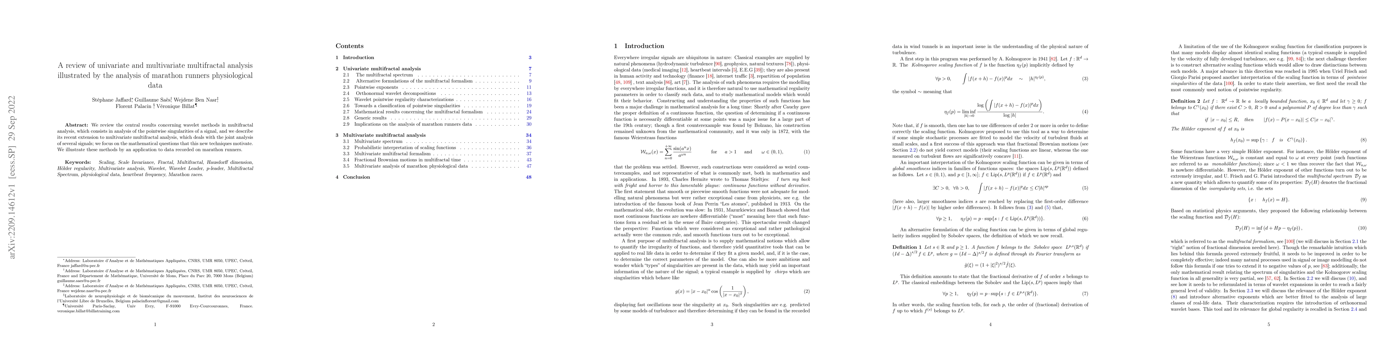 Thumbnail for A review of univariate and multivariate multifractal analysis
  illustrated by the analysis of marathon runners physiological data