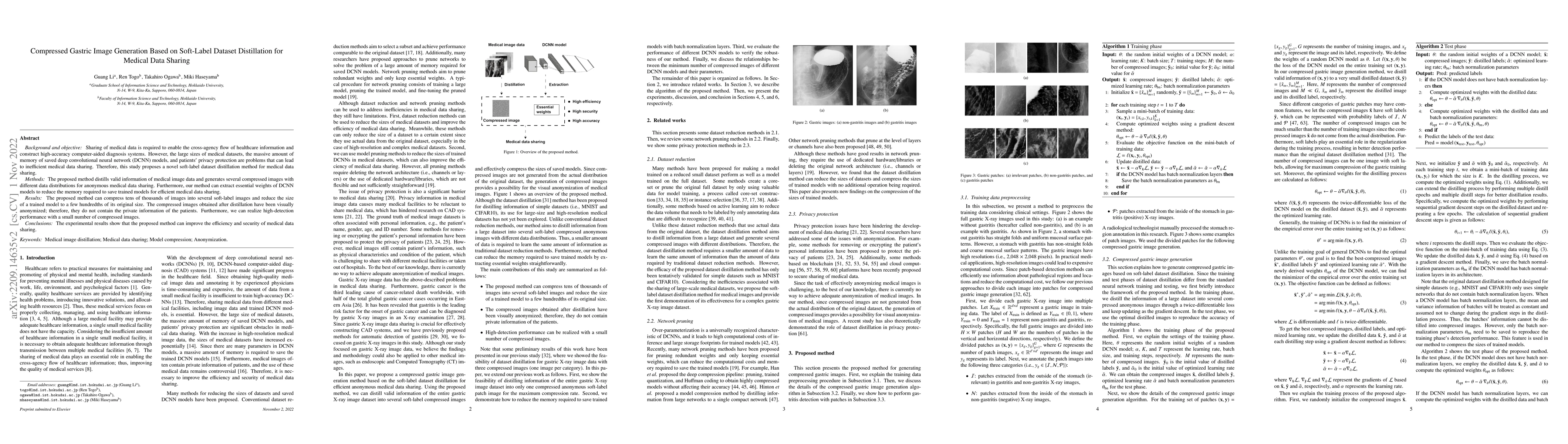 Thumbnail for Compressed Gastric Image Generation Based on Soft-Label Dataset
  Distillation for Medical Data Sharing