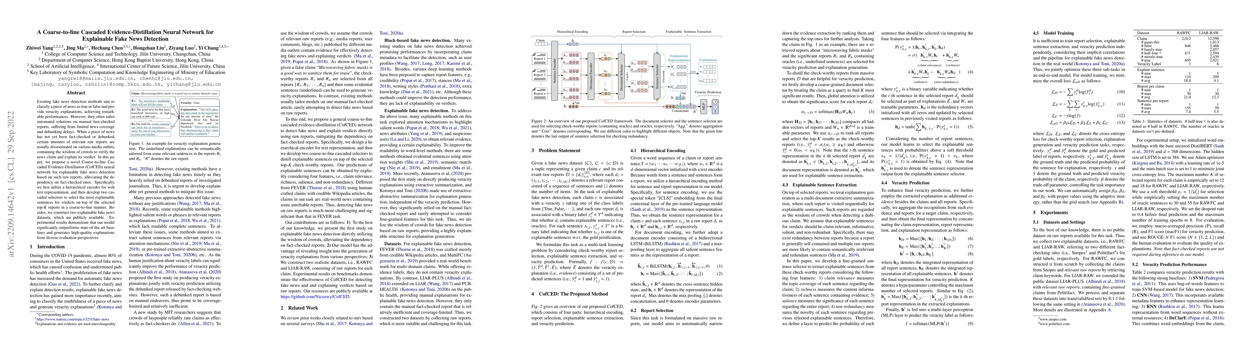 Thumbnail for A Coarse-to-fine Cascaded Evidence-Distillation Neural Network for
  Explainable Fake News Detection