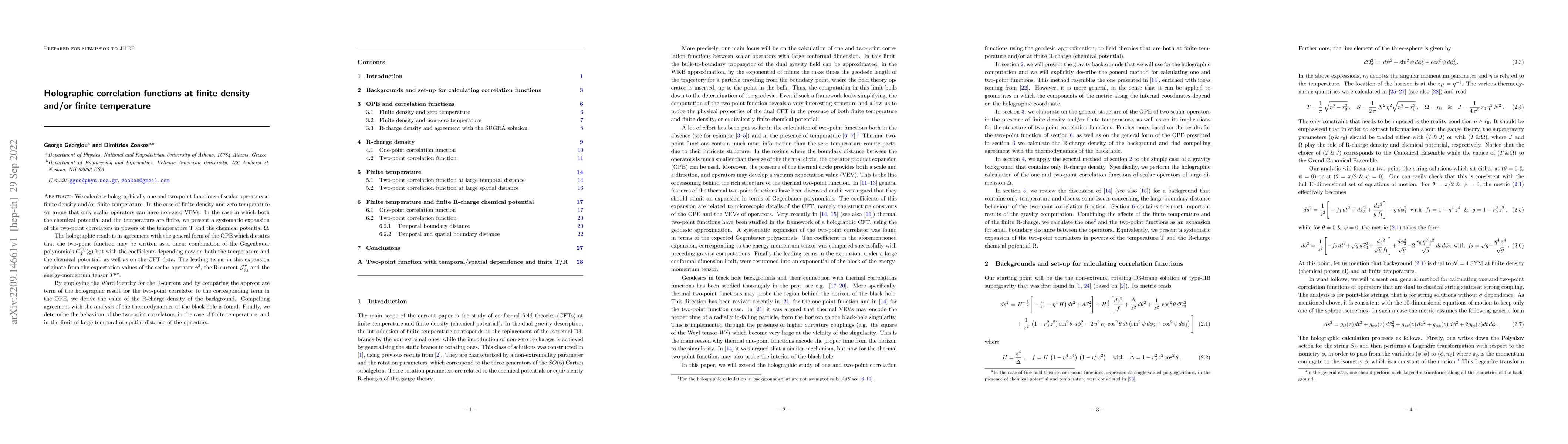Thumbnail for Holographic correlation functions at finite density and/or finite
  temperature