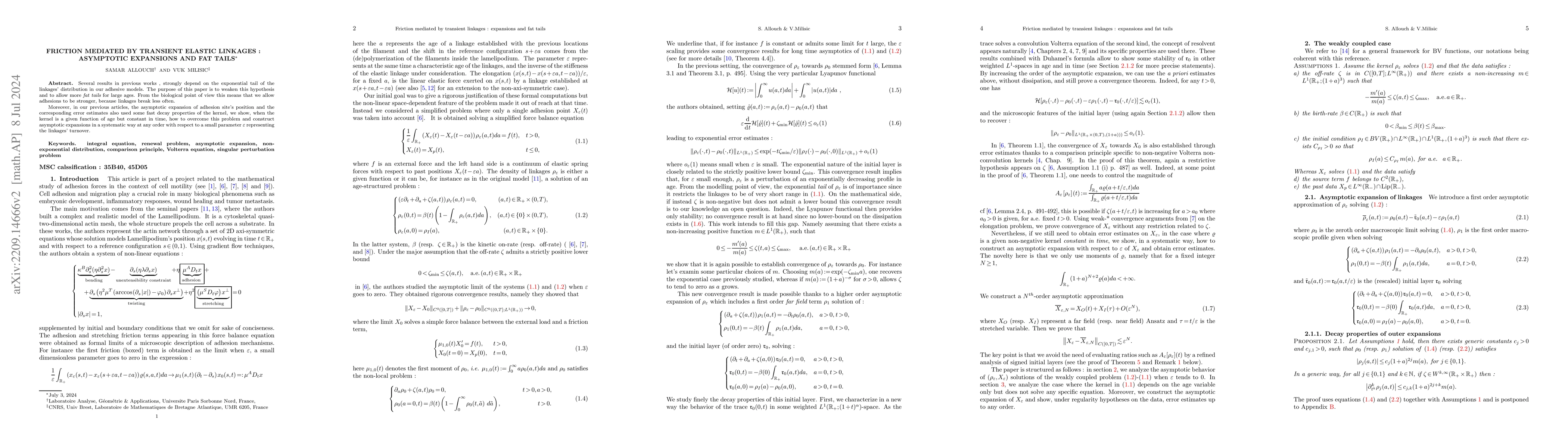 Thumbnail for Friction mediated by transient elastic linkages : asymptotic expansions
  and fat tails