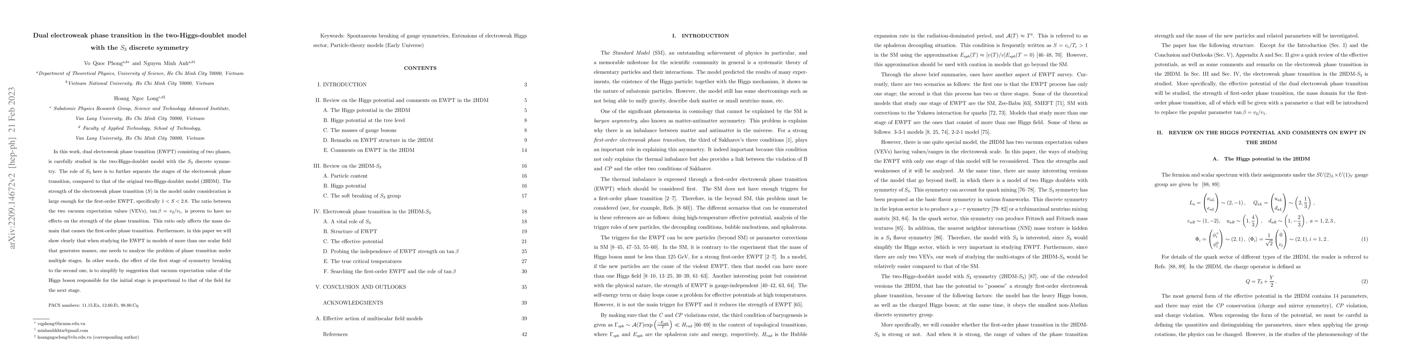 Thumbnail for Dual electroweak phase transition in the two-Higgs-doublet model with
  the $S_3$ discrete symmetry
