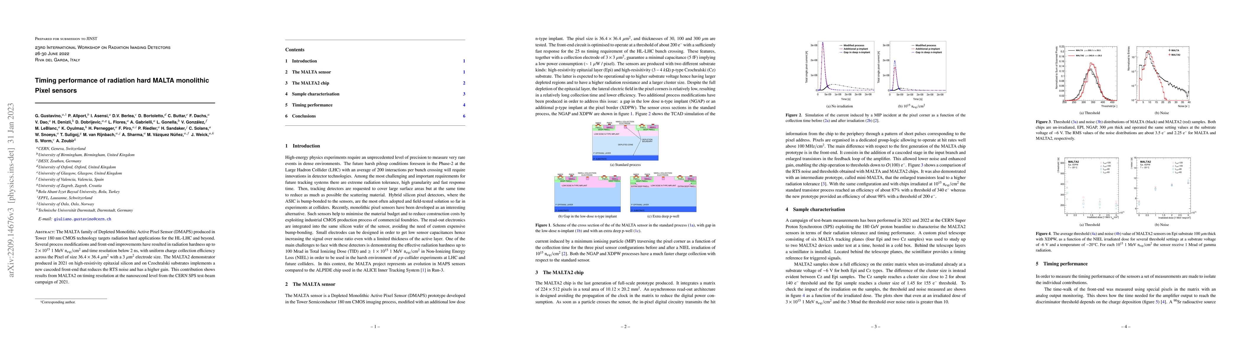 Thumbnail for Timing performance of radiation hard MALTA monolithic Pixel sensors