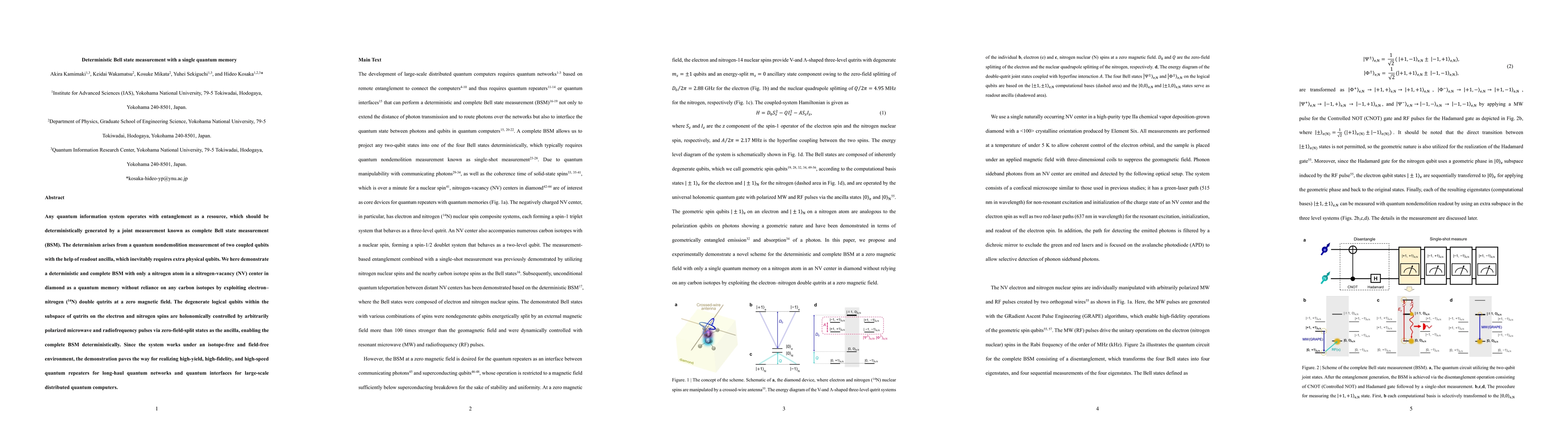 Thumbnail for Deterministic Bell state measurement with a single quantum memory