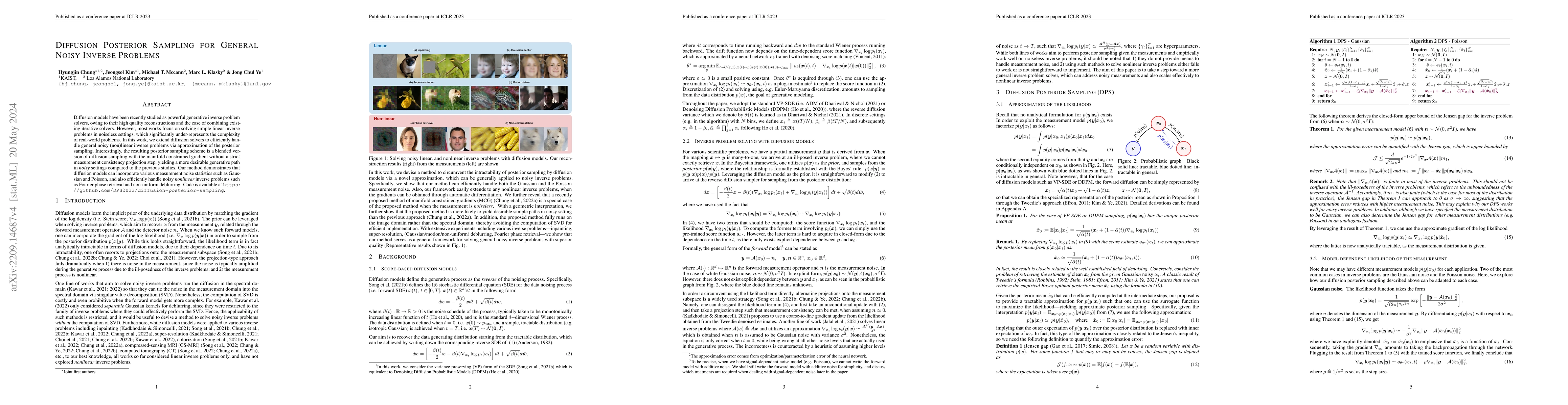 Thumbnail for Diffusion Posterior Sampling for General Noisy Inverse Problems