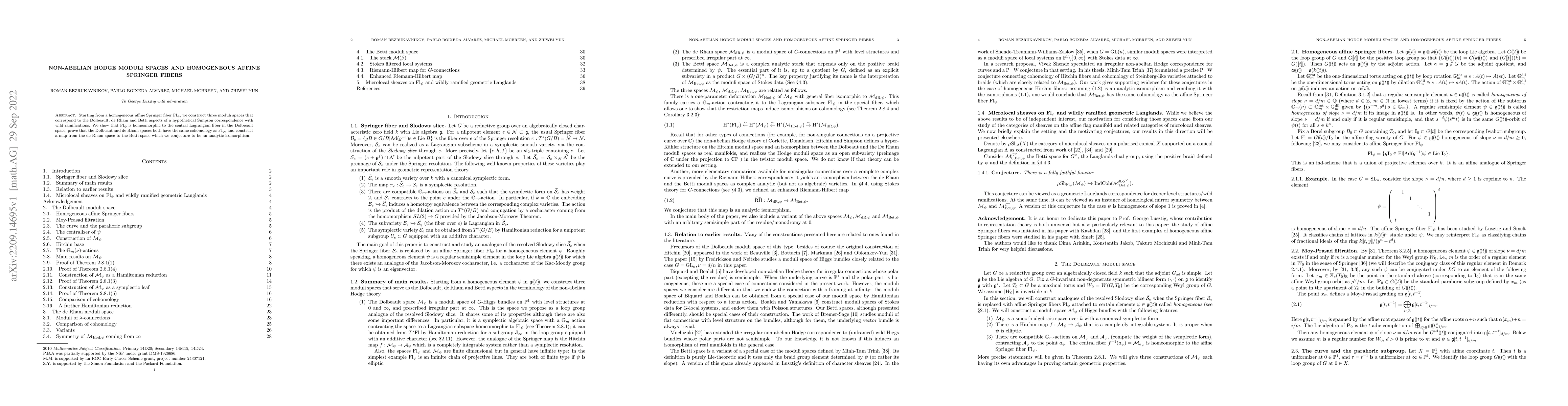 Thumbnail for Non-abelian Hodge moduli spaces and homogeneous affine Springer fibers